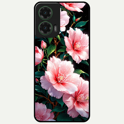  Peach Flower Glass Case For Moto G35 back cover – full design glossy printed glass finish