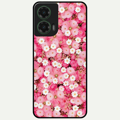  Pink Daisy Bliss Glass Case For Moto G35 back cover – full design glossy printed glass finish