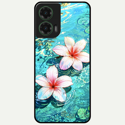  Pink Flowers in Water Glass Case For Moto G35 back cover – full design glossy printed glass finish