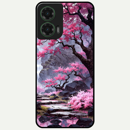  Pink Sunflower Glow Glass Case For Moto G35 back cover – full design glossy printed glass finish