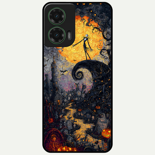  Pumpkin Moonlight Tale Glass Case For Moto G35 back cover – full design glossy printed glass finish