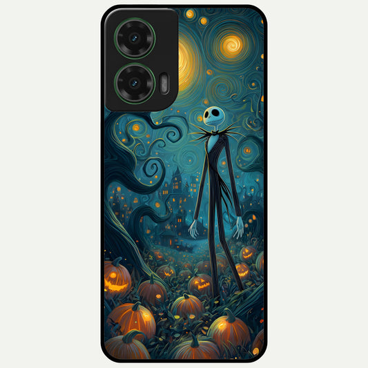  Pumpkin Moon Night Glass Case For Moto G35 back cover – full design glossy printed glass finish