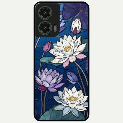  Purple Lotus Stained Glass Case For Moto G35 back cover – full design glossy printed glass finish
