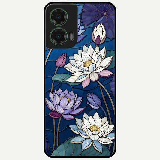  Purple Lotus Stained Glass Case For Moto G35 back cover – full design glossy printed glass finish