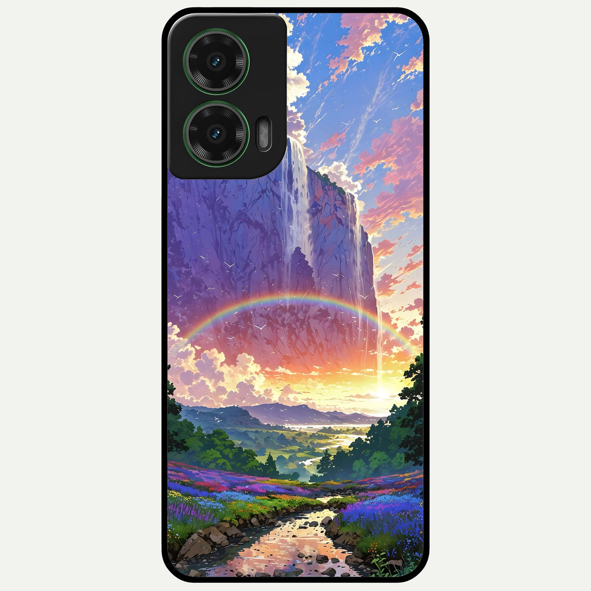  Rainbow Valley Dream Glass Case For Moto G35 back cover – full design glossy printed glass finish