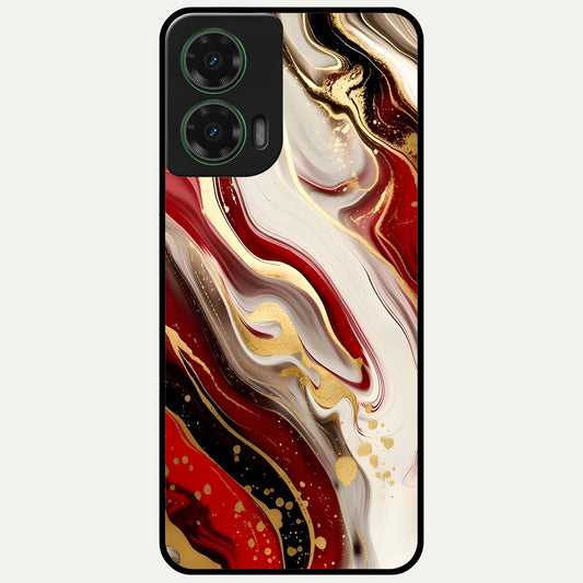 Red And White Marble Glass Case For Moto G35 back cover – full design glossy printed glass finish