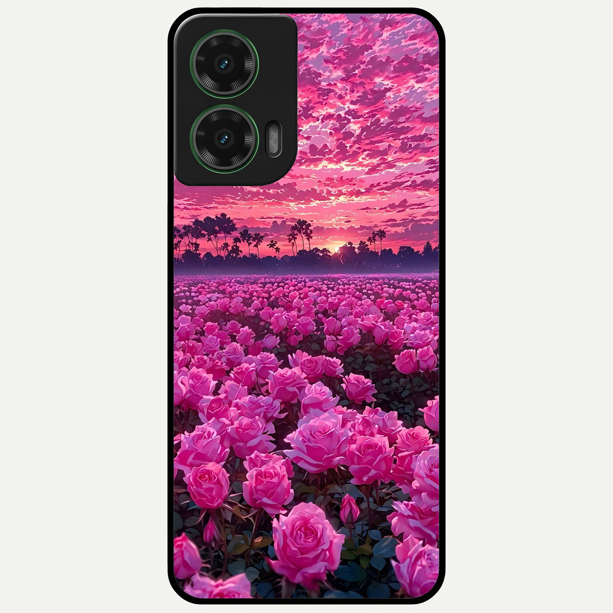  Rose Sunset Valley Glass Case For Moto G35 back cover – full design glossy printed glass finish