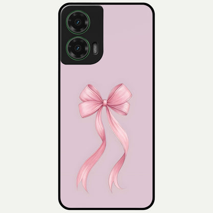  Soft Blush Bow Glass Case For Moto G35 back cover – full design glossy printed glass finish
