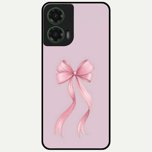  Soft Blush Bow Glass Case For Moto G35 back cover – full design glossy printed glass finish