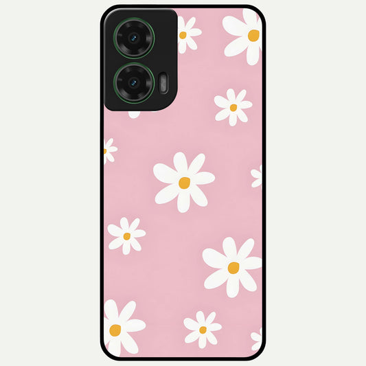  Soft Daisy Bliss Glass Case For Moto G35 back cover – full design glossy printed glass finish