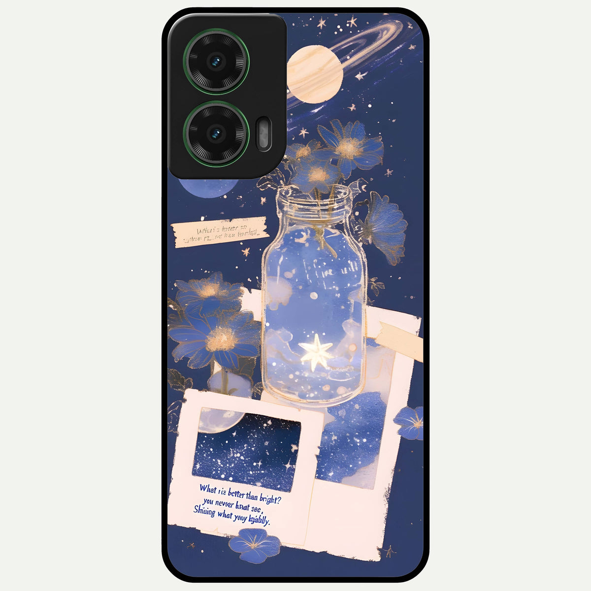  Starlit Cosmic Jar Glass Case For Moto G35 back cover – full design glossy printed glass finish