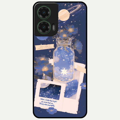  Starlit Cosmic Jar Glass Case For Moto G35 back cover – full design glossy printed glass finish