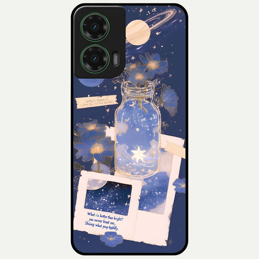  Starlit Cosmic Jar Glass Case For Moto G35 back cover – full design glossy printed glass finish