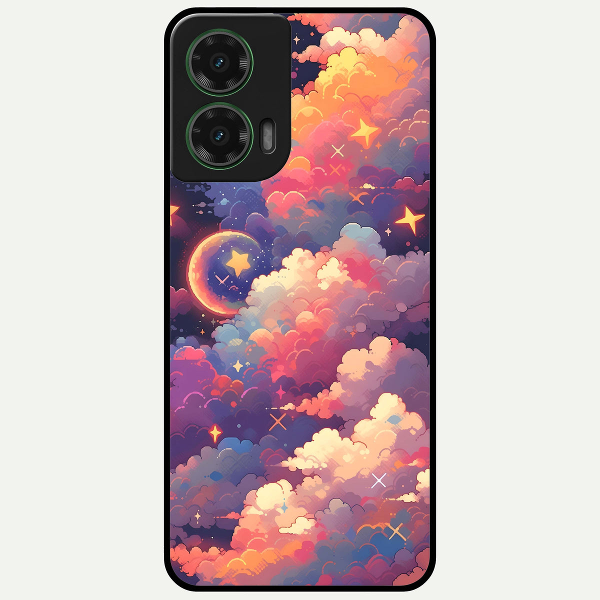  Starlit Dream Clouds Glass Case For Moto G35 back cover – full design glossy printed glass finish