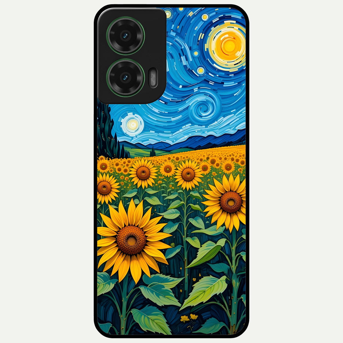  Starry Sunflower Dreams Glass Case For Moto G35 back cover – full design glossy printed glass finish