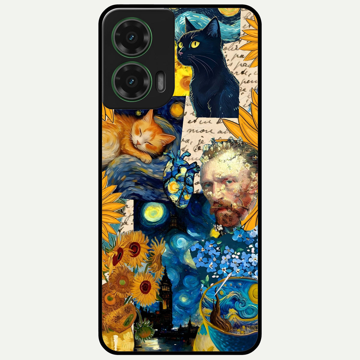  Sunflower Chic Mood Custom Name Glass Case For Moto G35 back cover – full design glossy printed glass finish