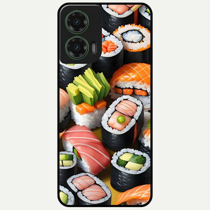  Sushi Food Pattern Glass Case For Moto G35 back cover – full design glossy printed glass finish