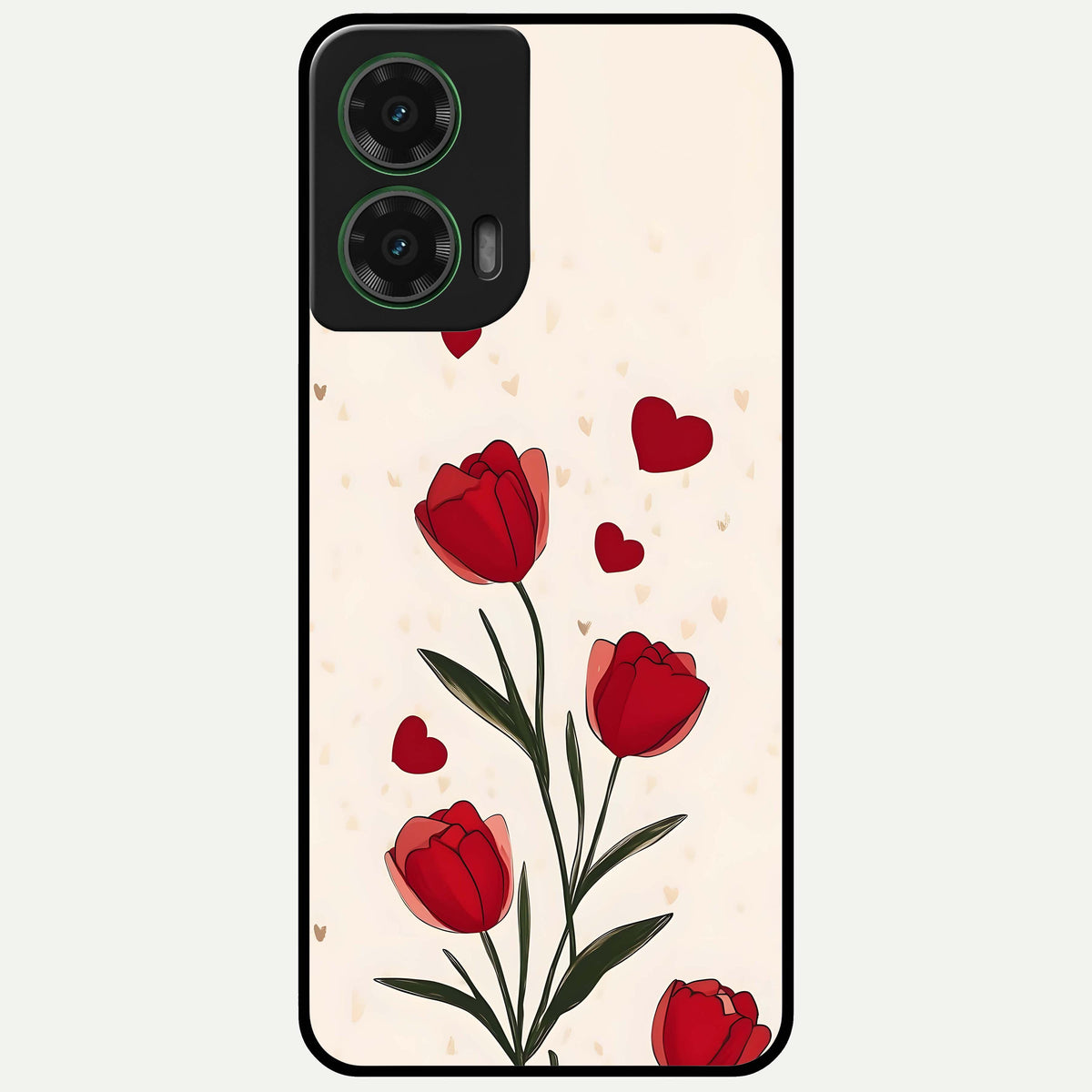  Tulip With Heart Glass Case For Moto G35 back cover – full design glossy printed glass finish