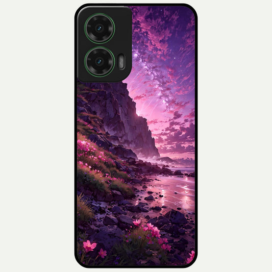  Twilight Blossom Coast Glass Case For Moto G35 back cover – full design glossy printed glass finish