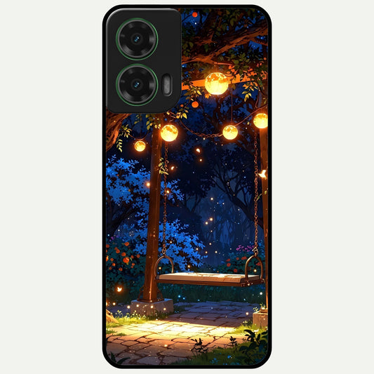  Twilight Garden Swing Glass Case For Moto G35 back cover – full design glossy printed glass finish