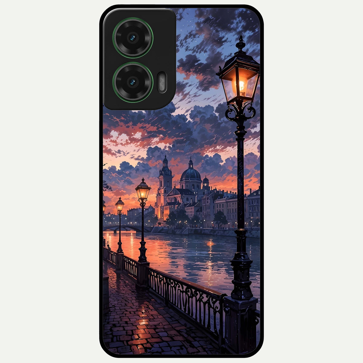  Twilight River Lights Glass Case For Moto G35 back cover – full design glossy printed glass finish