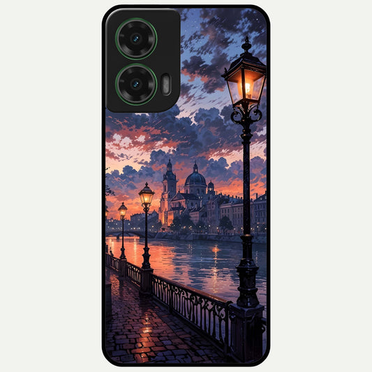  Twilight River Lights Glass Case For Moto G35 back cover – full design glossy printed glass finish