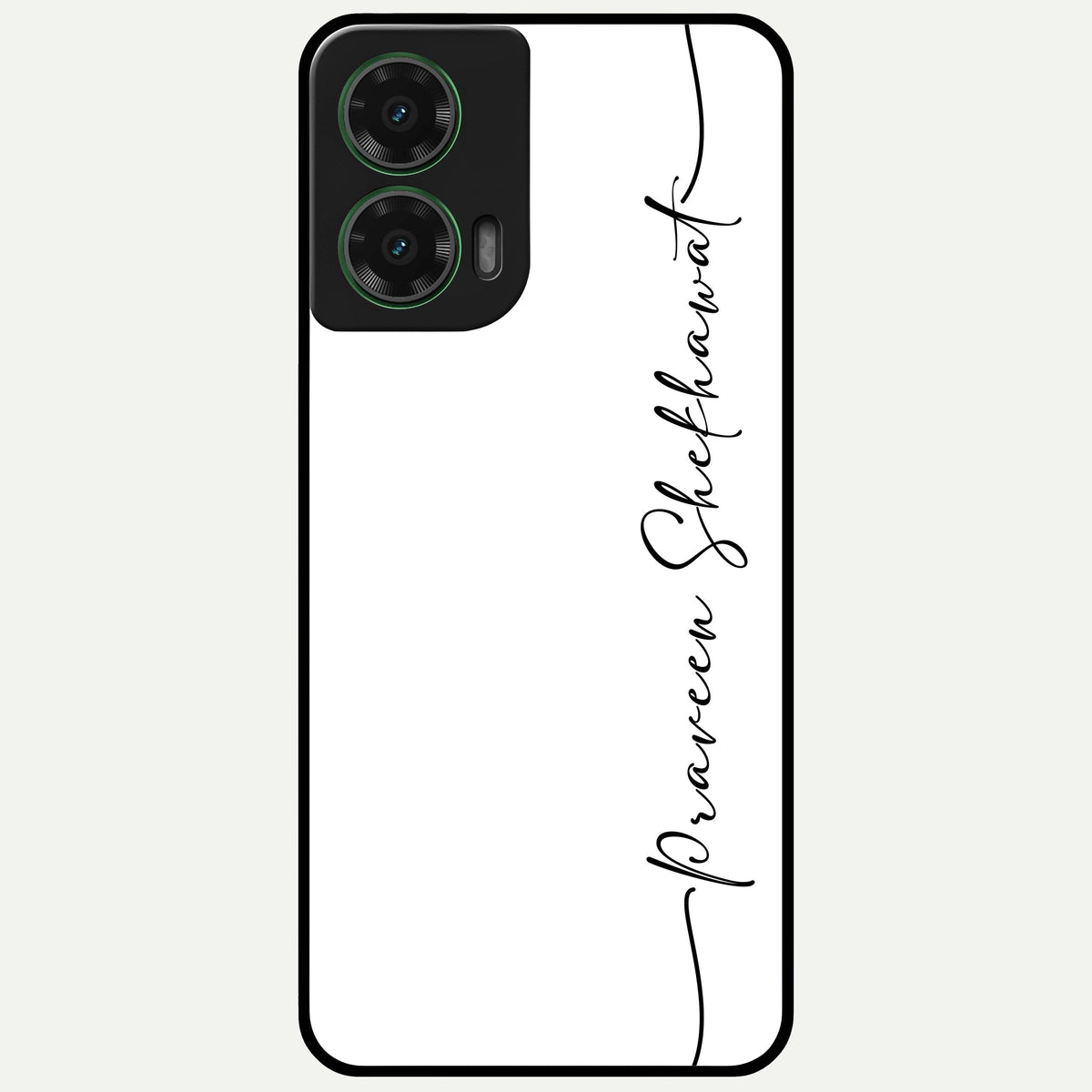  White Tune Custom Name Glass Case For Moto G35 back cover – personalized glossy printed glass finish