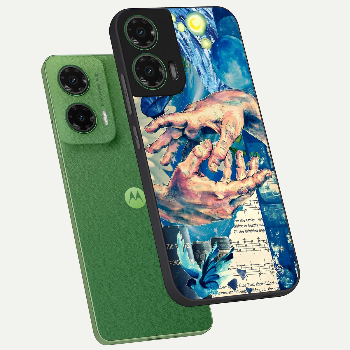  Aesthetic Divider phone case For Moto G35 showing premium glass back cover with detailed artwork