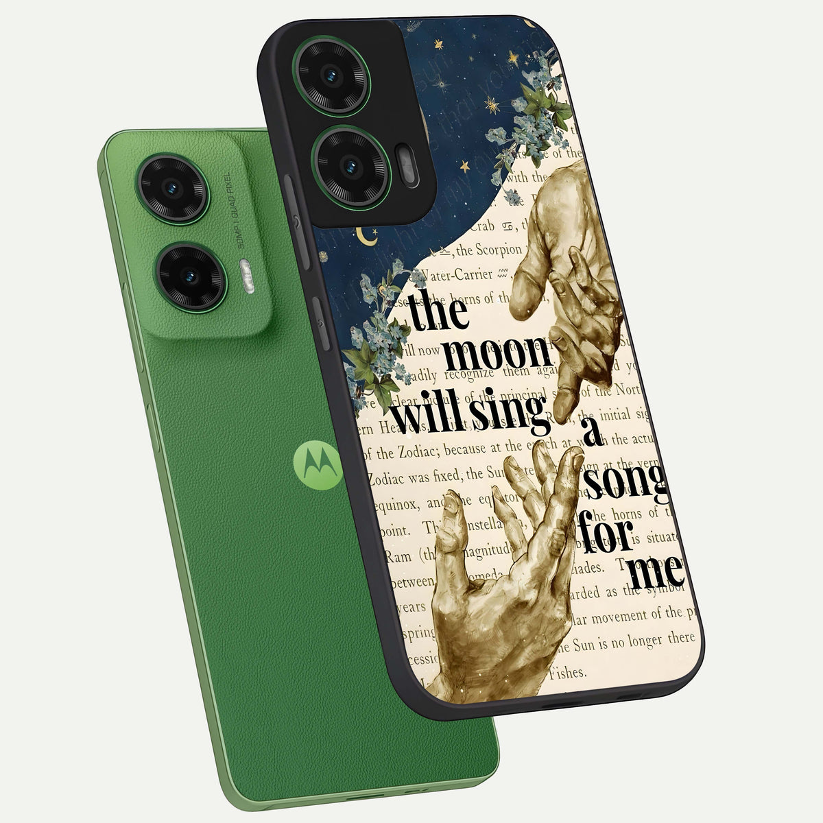  Aesthetic Divine phone case For Moto G35 showing premium glass back cover with detailed artwork