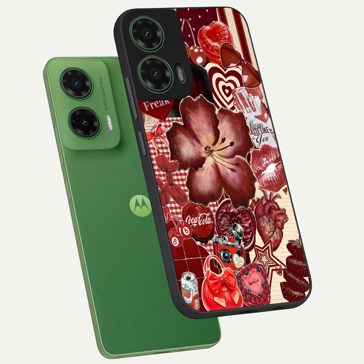  Aesthetic Little Freak phone case For Moto G35 showing premium glass back cover with detailed artwork