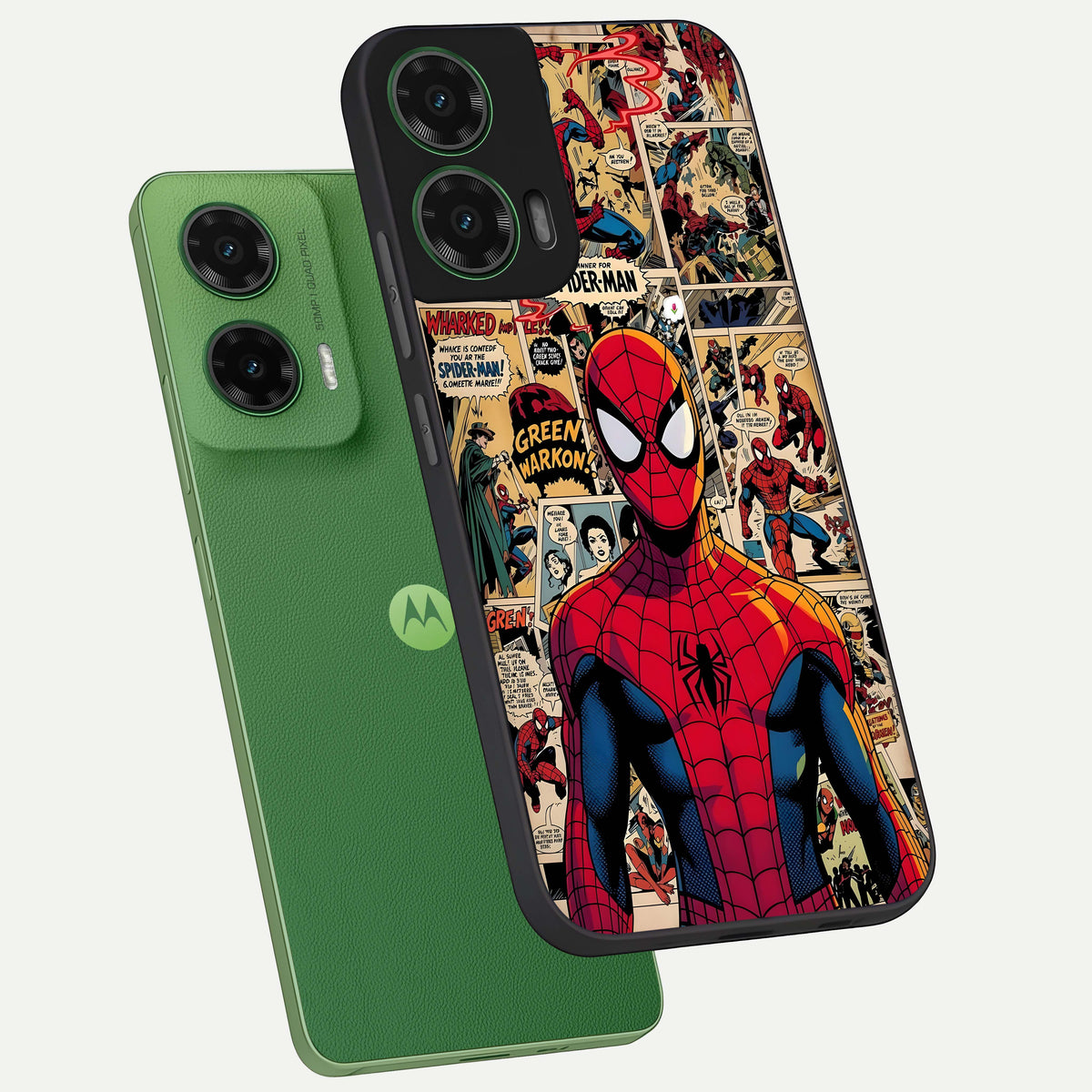  Aesthetic Spider phone case For Moto G35 showing premium glass back cover with detailed artwork