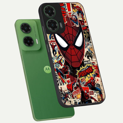  Aesthetic Wonder Spider phone case For Moto G35 showing premium glass back cover with detailed artwork