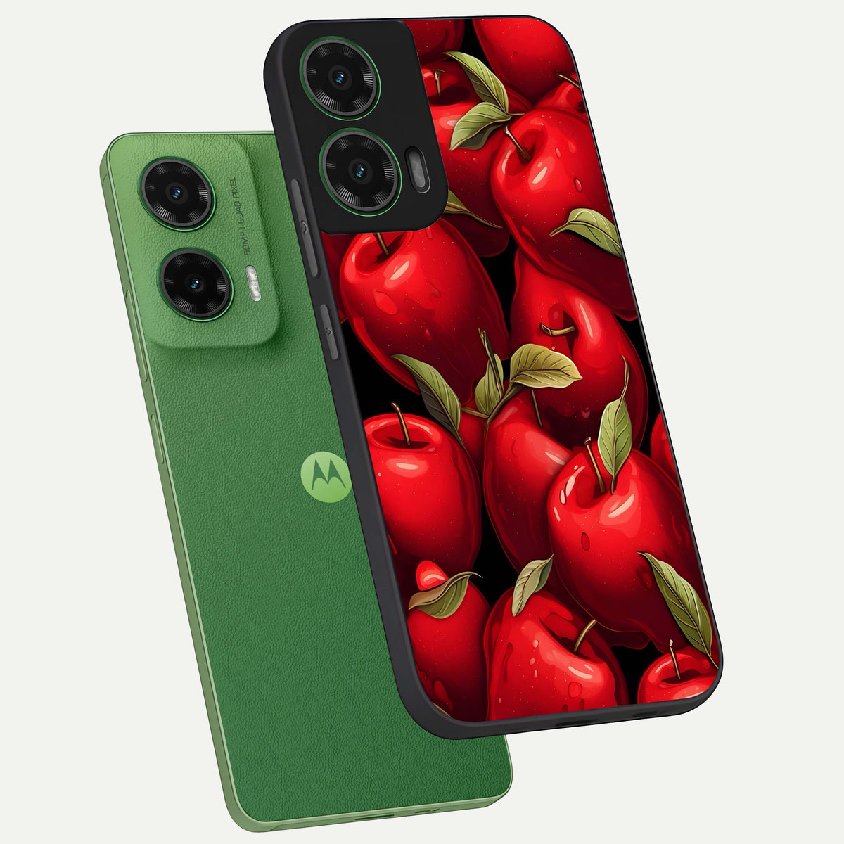  Apple Pattern phone case For Moto G35 showing premium glass back cover with detailed artwork