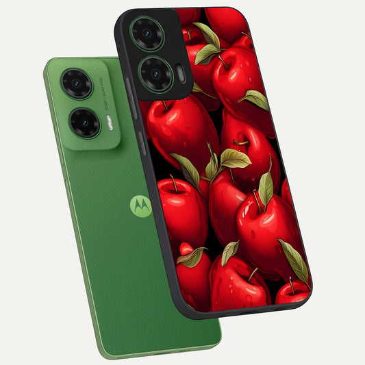  Apple Pattern phone case For Moto G35 showing premium glass back cover with detailed artwork