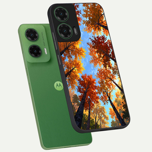  Autumn Sky Rise phone case For Moto G35 showing premium glass back cover with detailed artwork