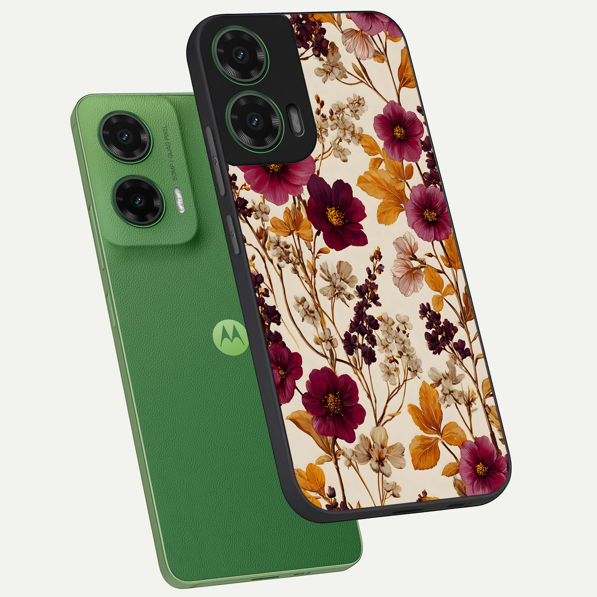  Autumn Wine Bloom phone case For Moto G35 showing premium glass back cover with detailed artwork