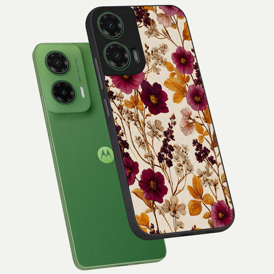  Autumn Wine Bloom phone case For Moto G35 showing premium glass back cover with detailed artwork