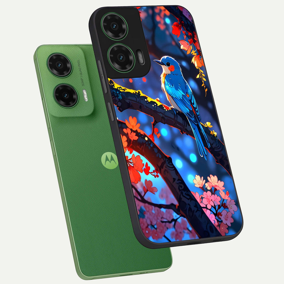  Blooming Water Drift phone case For Moto G35 showing premium glass back cover with detailed artwork