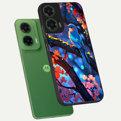  Blooming Water Drift phone case For Moto G35 showing premium glass back cover with detailed artwork