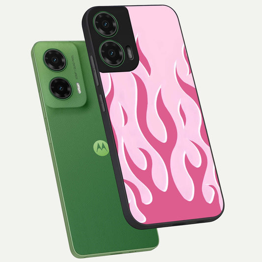  Blush Flame Energy phone case For Moto G35 showing premium glass back cover with detailed artwork