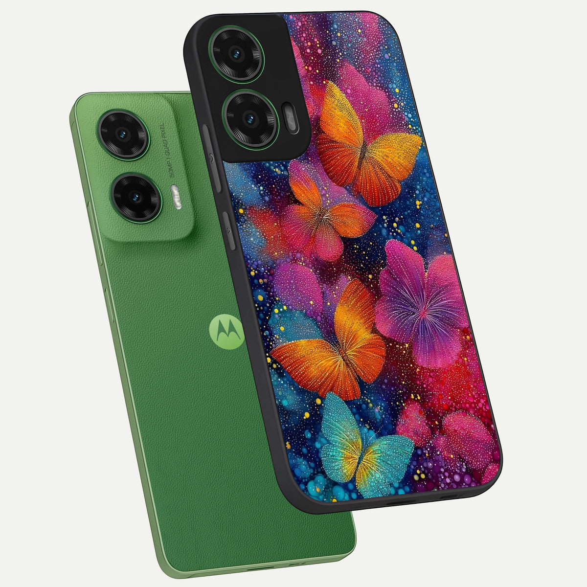  Butterfly Dream Mist phone case For Moto G35 showing premium glass back cover with detailed artwork