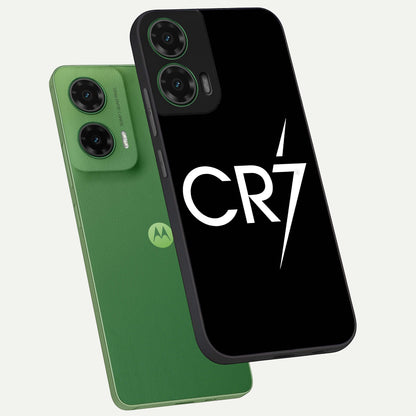  CR7 Elite Strike phone case For Moto G35 showing premium glass back cover with detailed artwork