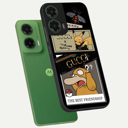  Cartoon Brand Play Mashup phone case For Moto G35 showing premium glass back cover with detailed artwork