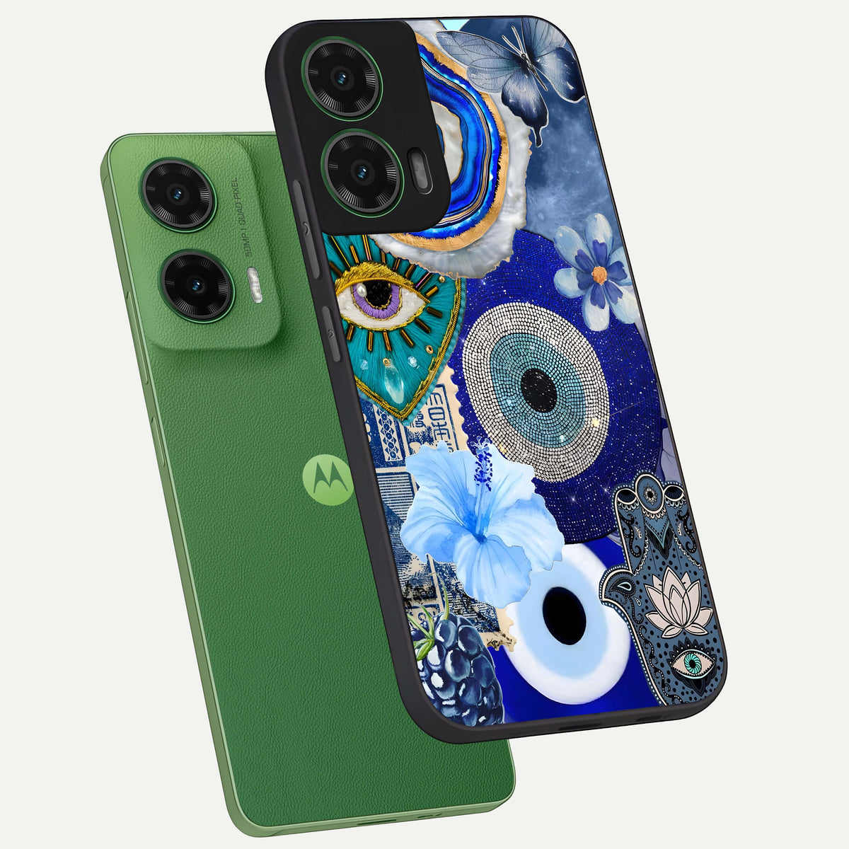  Celestial Blue Vision phone case For Moto G35 showing premium glass back cover with detailed artwork