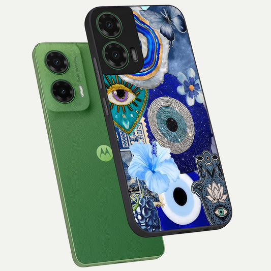  Celestial Blue Vision phone case For Moto G35 showing premium glass back cover with detailed artwork