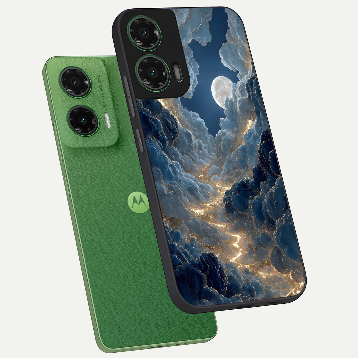  Celestial Cloud Road phone case For Moto G35 showing premium glass back cover with detailed artwork