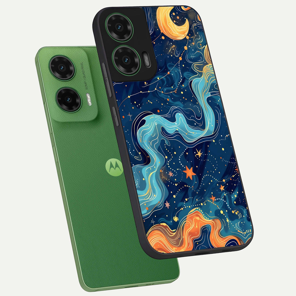  Celestial Dream Flow phone case For Moto G35 showing premium glass back cover with detailed artwork