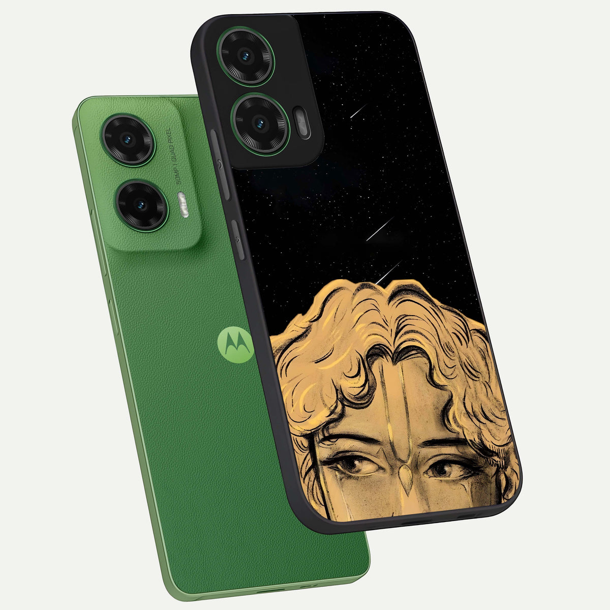  Celestial Gods Plan phone case For Moto G35 showing premium glass back cover with detailed artwork