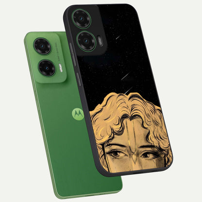  Celestial Gods Plan phone case For Moto G35 showing premium glass back cover with detailed artwork