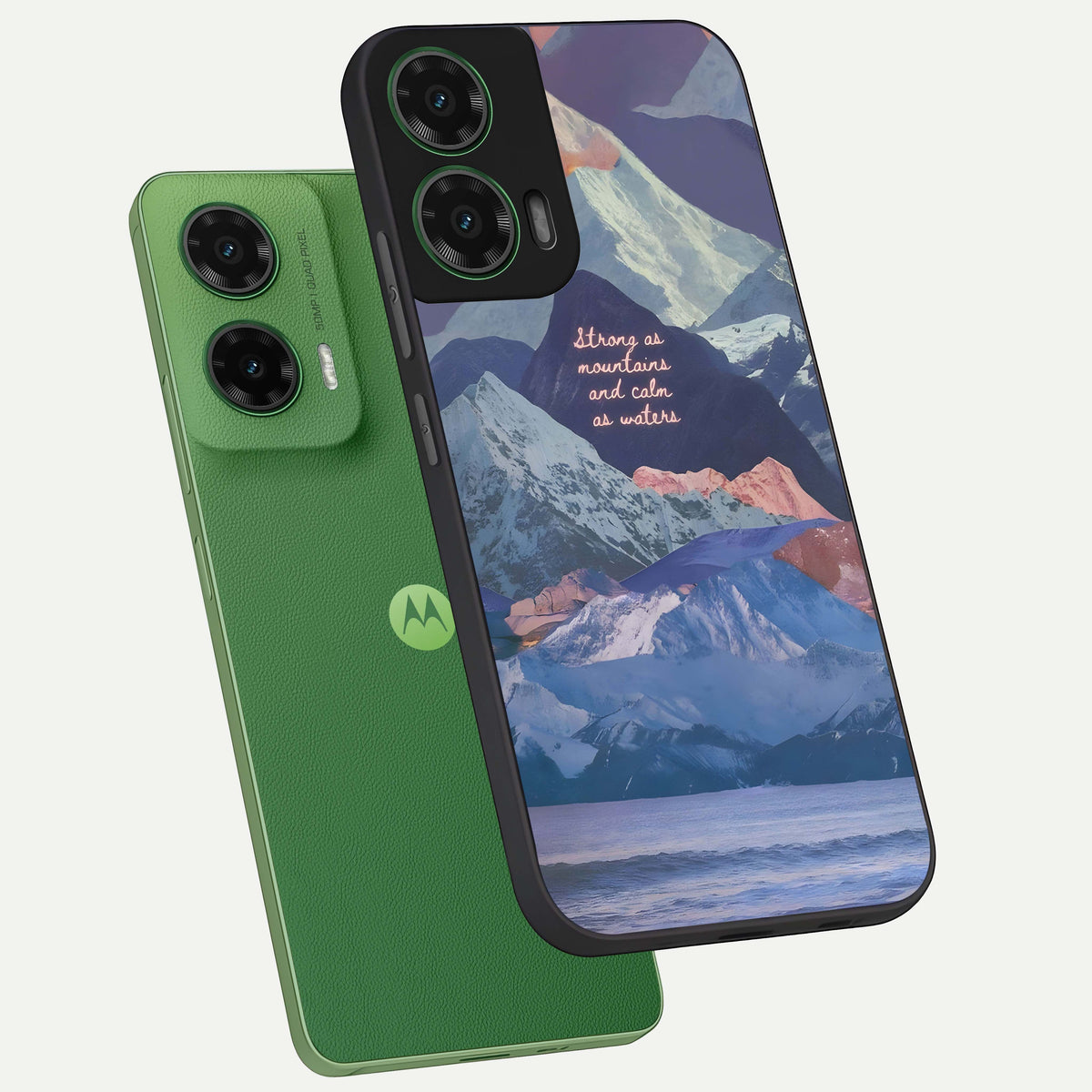  Celestial Mountain Calm phone case For Moto G35 showing premium glass back cover with detailed artwork